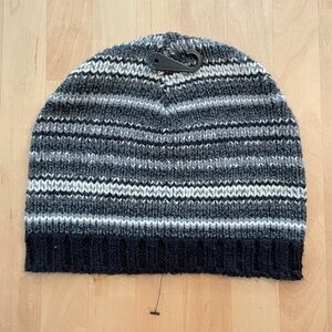 NWOT The Rail Black Gray Striped Knitted Beanie